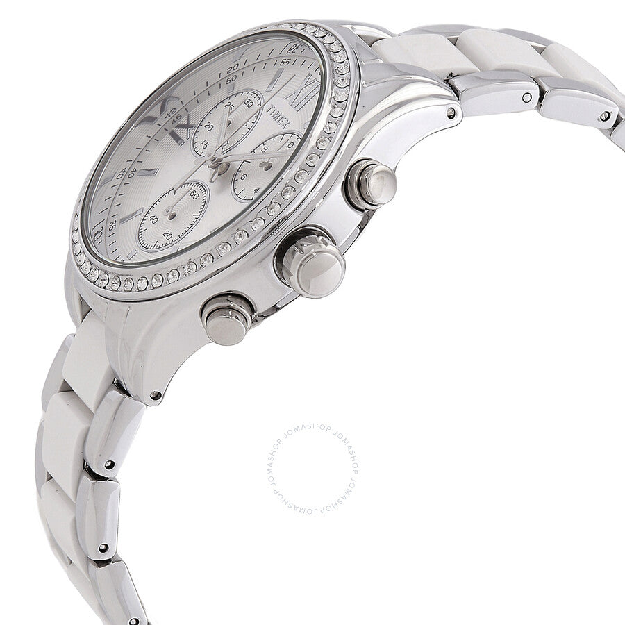 Timex Classic Chronograph Quartz Crystal Silver Dial Ladies Watch TW2V74700 - The Watches Men & Co #2