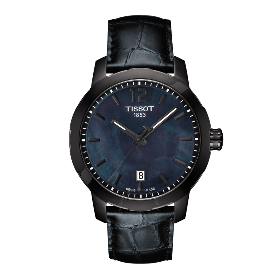 Tissot Quickster Black Mother of Pearl Dial Anthracite Leather Unisex Watch T0954103612700 - The Watches Men & Co