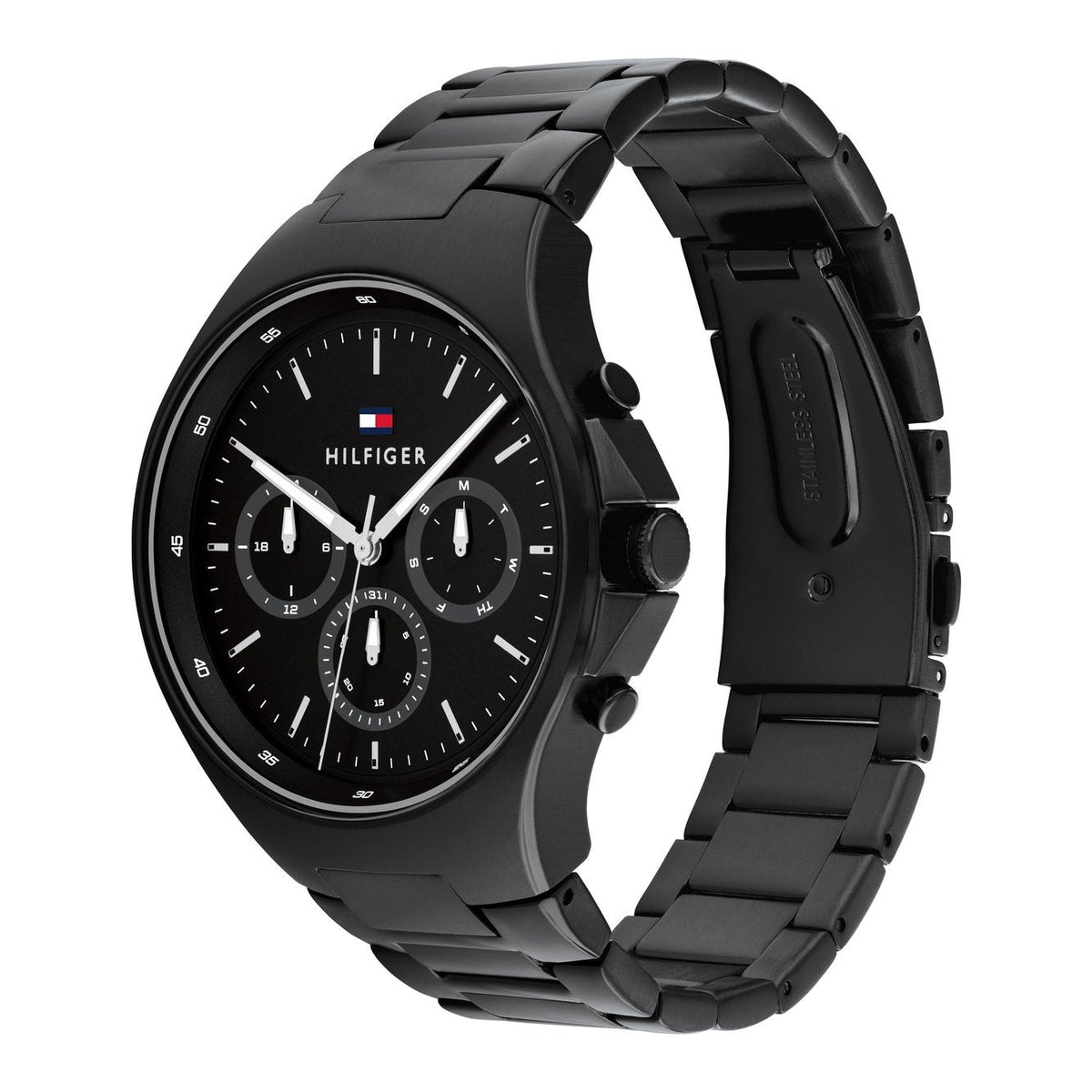 Tommy Hilfiger Justin Chronograph Black Dial Black Steel Strap Men's Watch  1792055