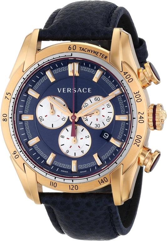 Versace V-Ray Rose Gold Leather Strap Men's Watch  VDB030014 - Dawson Watches