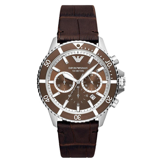Emporio Armani Chronograph Brown Leather Men's Watch  AR11486 - Dawson Watches