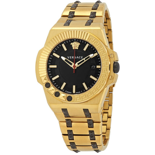 Versace Chain Reaction Quartz Black Dial Men's Watch VEDY00619 - BigDaddy Watches