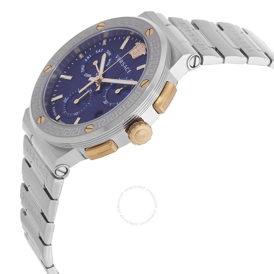 Versace Greca Logo Chronograph Quartz Blue Dial Men's Watch - VEZ900221