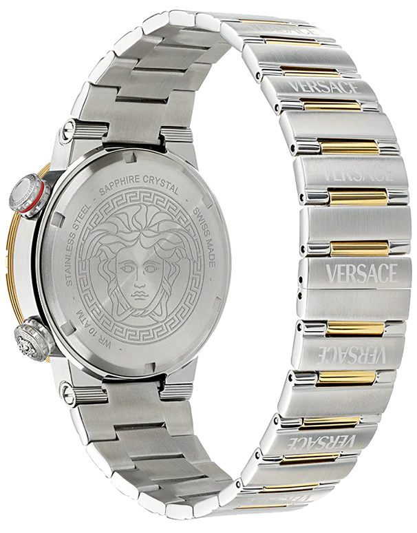 Versace Greca Logo Diver Quartz Green Dial Two Tone Steel Strap Men's Watch - VE8G00524