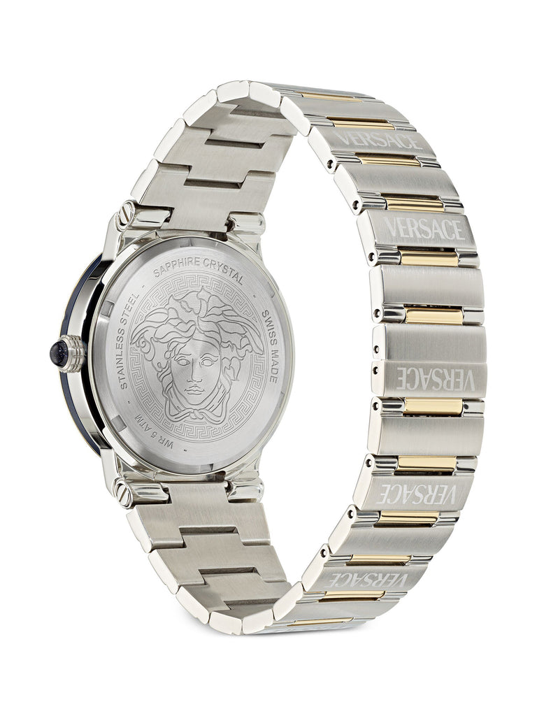 Versace Greca Logo Moonphase Mother of Pearl Dial Two Tone Women's Watch - VE7G00524