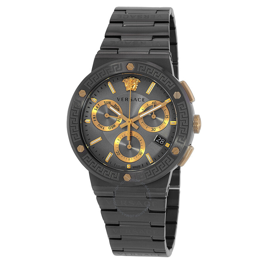 Versace Greca Logo Chronograph Quartz Grey Dial Men's Watch VEZ900521