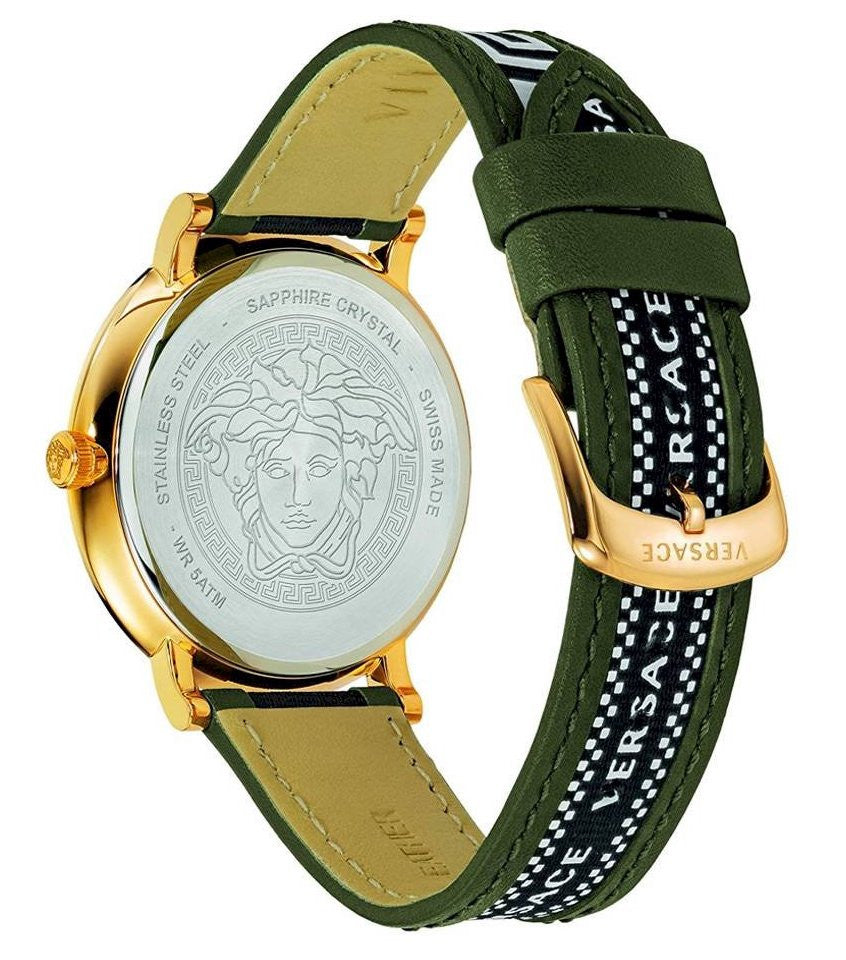 Versace V-Circle Quartz Green Dial Watch - VEBQ01519