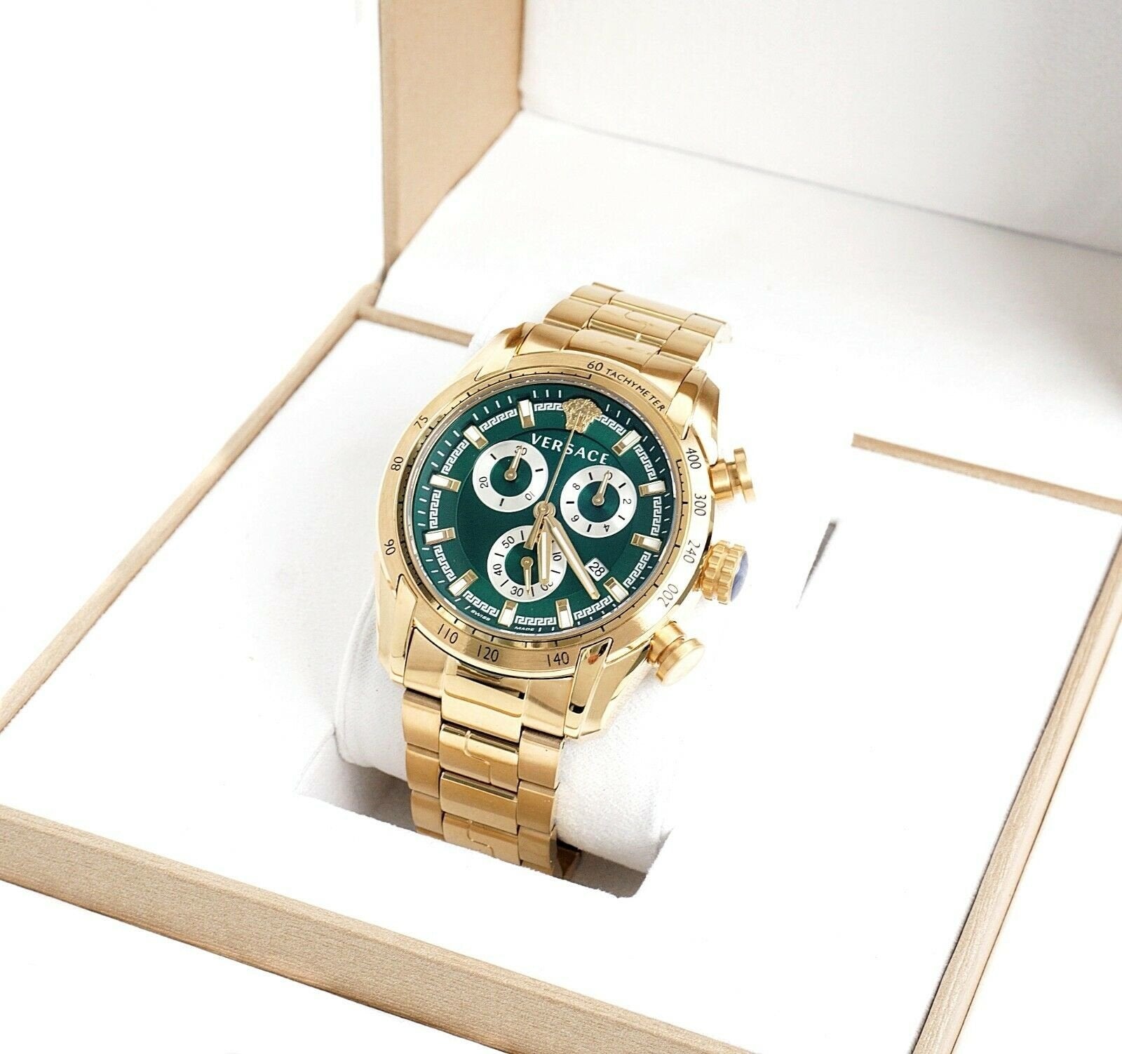 Versace V-Ray Chronograph Green Dial Men's Watch VE2I00621 - Dawson Watches #3