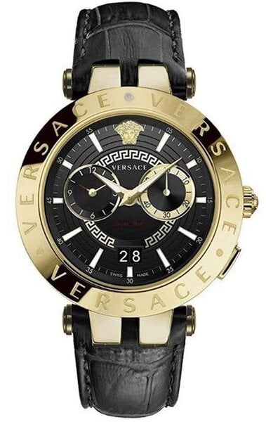 Versace V-Race Black Leather Strap Men's Watch  VEBV00119 - Kiwi Watches