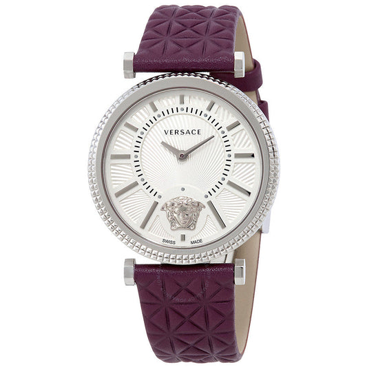 Versace V-Helix Ivory Dial Leather Strap Ladies Watch VQG010015