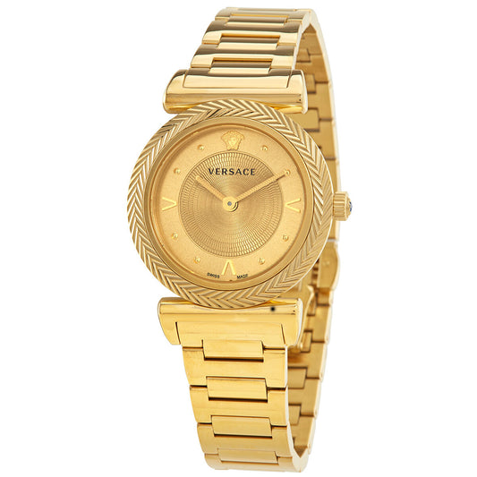 Versace V-Motif Quartz Gold Dial Ladies Watch VERE00618 - BigDaddy Watches