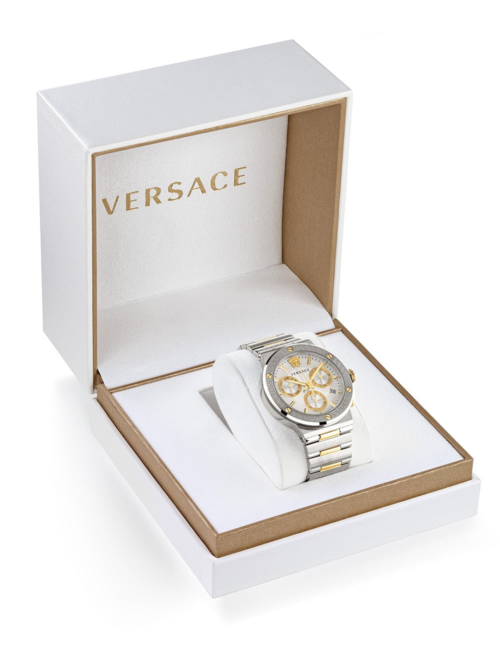 Versace Greca Logo Chronograph Quartz Silver Dial Men's Watch - VEZ900321