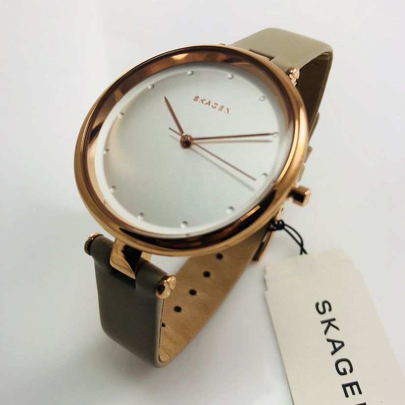 Skagen Tanja White Dial Beige Leather Ladies Watch SKW2484
