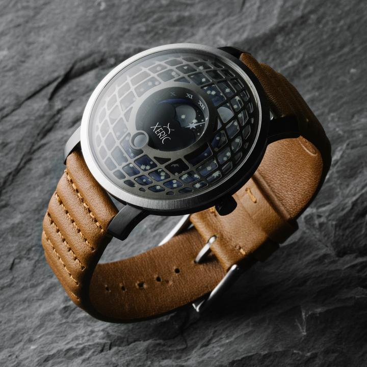 Xeric Halograph Trappist-1 Moonphase Gunmetal Blue Dial Mechanical Watch - Dawson Watches