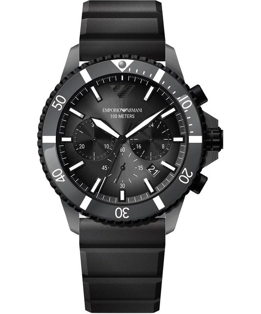 Emporio Armani Chronograph Black Silicone Men's Watch  AR11515 - Dawson Watches